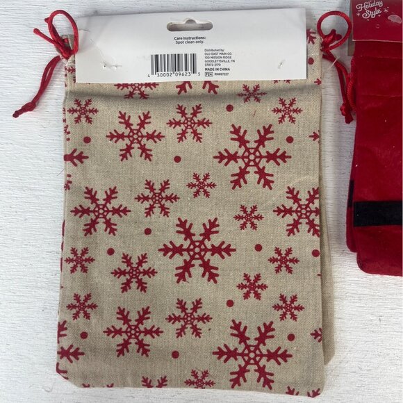 Holiday Style Cloth Gift Mini Bags Bundle New Santa Dog Christmas - Picture 4 of 5